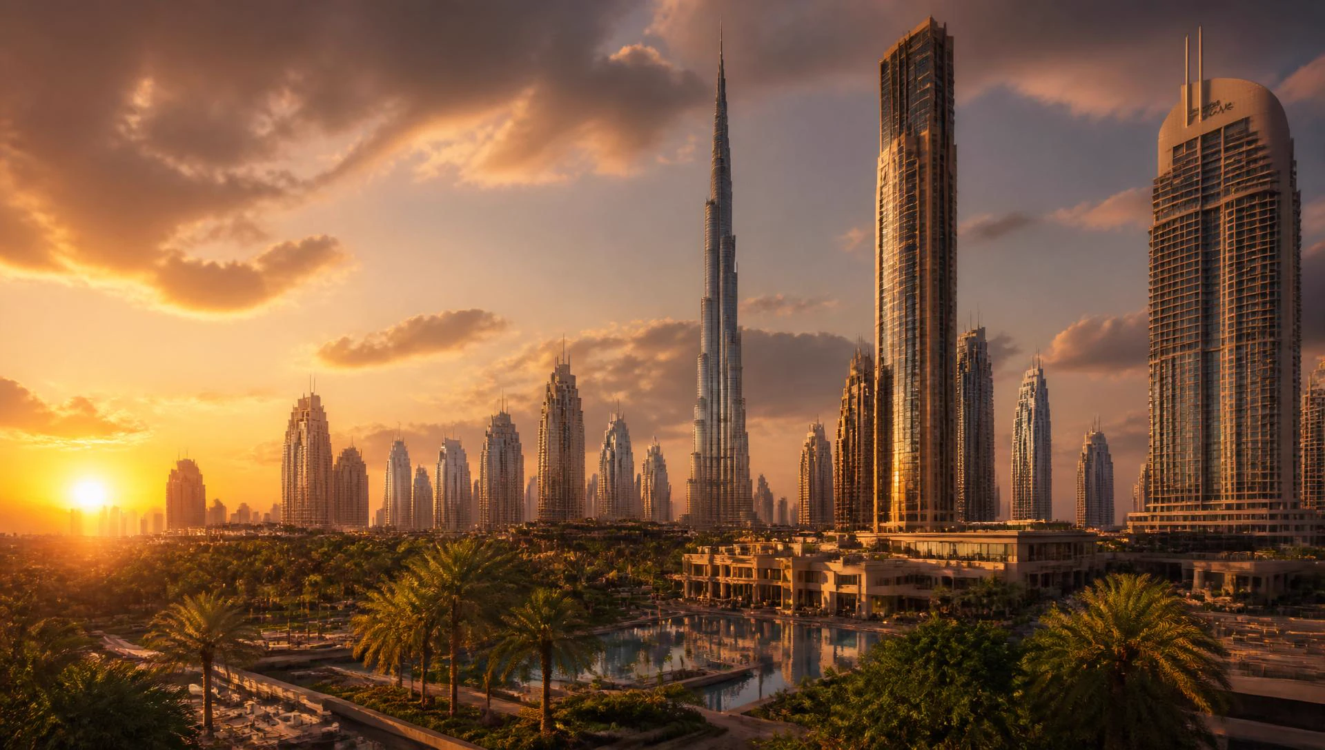 Downtown Dubai skyline with Burj Khalifa